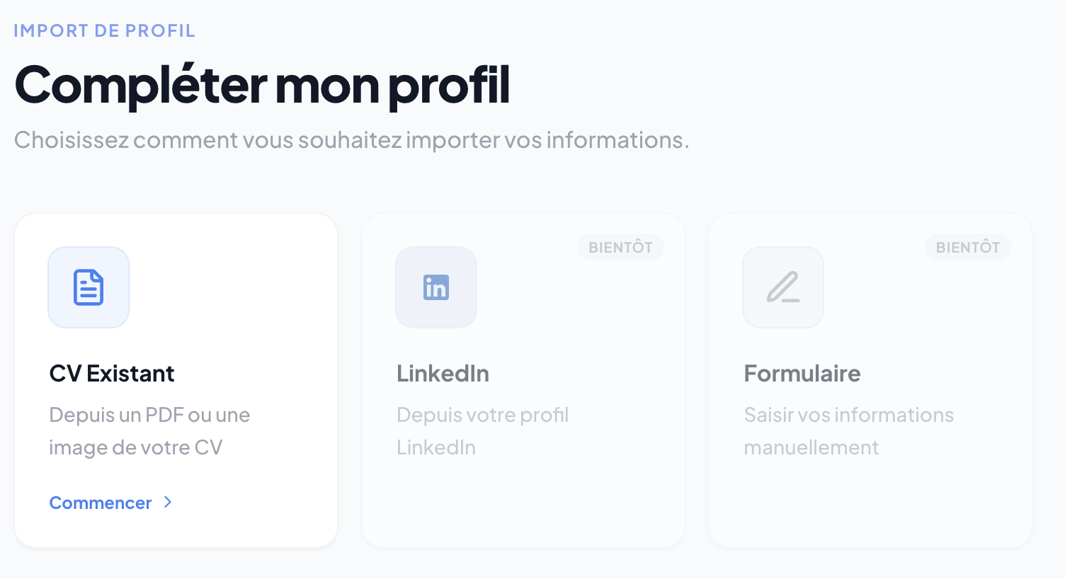 Étape 1 — Importez votre profil